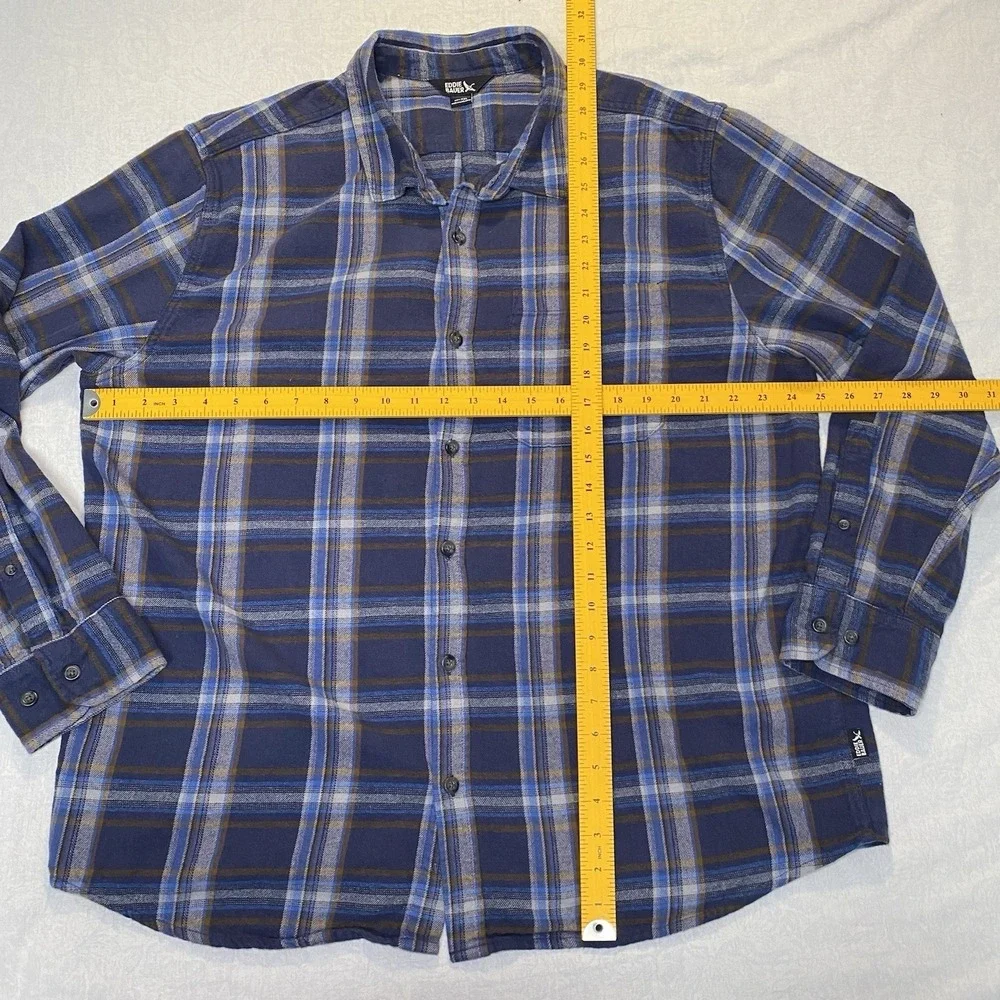 Eddie Bauer Flannel Shirt Mens XXL Blue Orange Plaid Button Up Lot 2